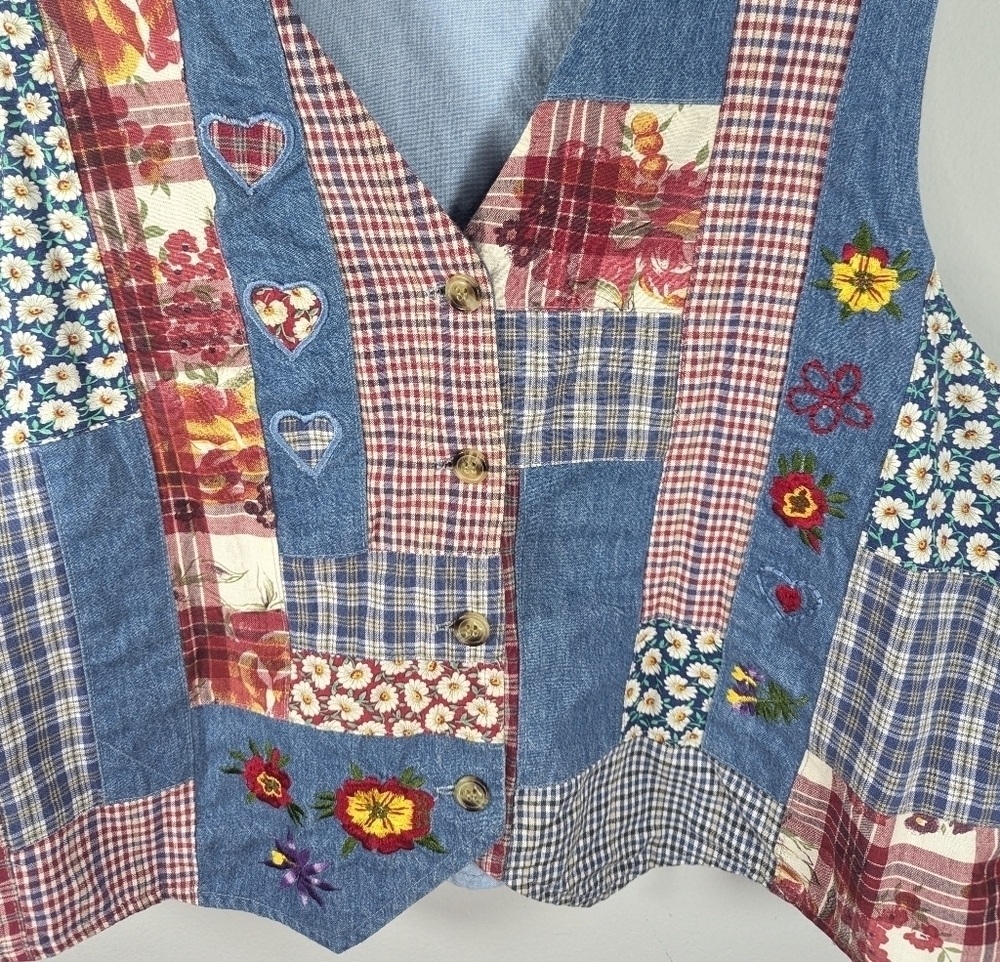 Vintage Casey & Max Patchwork Cottagecore Quilted Grandmacore Vest Size large - Picture 4 of 6